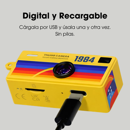 Pixaroq Mini Cámara Retro Recargable