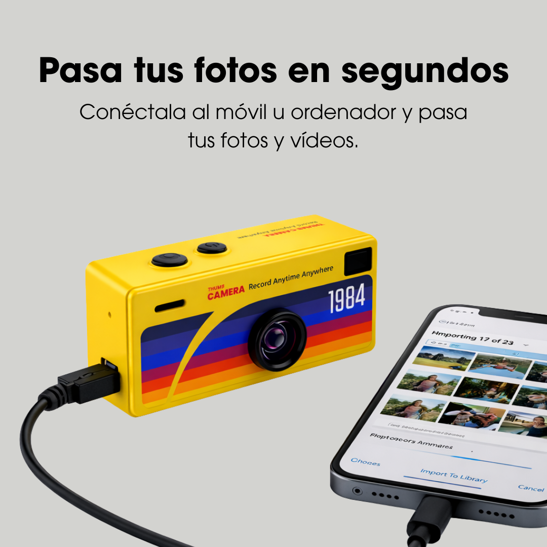 Pixaroq Mini Cámara Retro Recargable